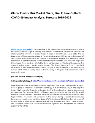 Global Electric Bus Market Share, Size, Future Outlook, COVID-19 Impact Analysis