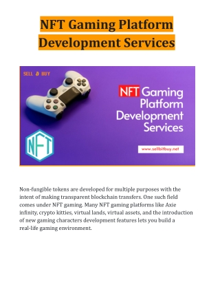 NFT Gaming Platform Development Services