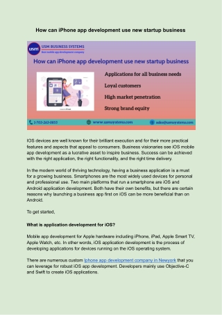 How can Iphone app development use new startup business