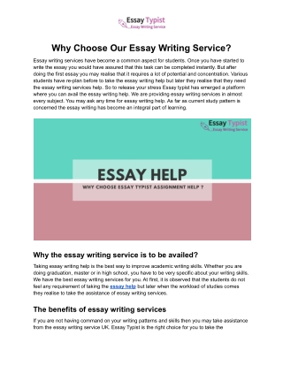 Why Choose Our Essay Writing Service