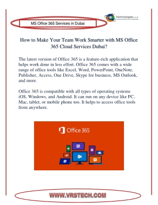 How to Make Your Work Smarter with MS Office 365 Cloud Services Dubai?