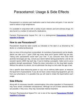 Paracetamol_ Usage & Side Effects
