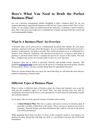 Here’s What You Need to Draft the Perfect Business Plan!