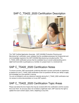 SAP C_TS422_2020 Certification Description