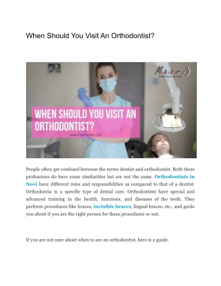 When Should You Visit An Orthodontist?