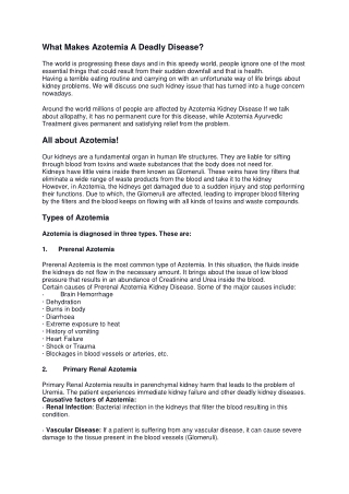 Ayurvedic Cure For Azotemia