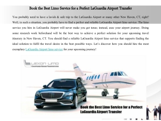 Book the Best Limo Service for a Perfect LaGuardia Airport Transfer