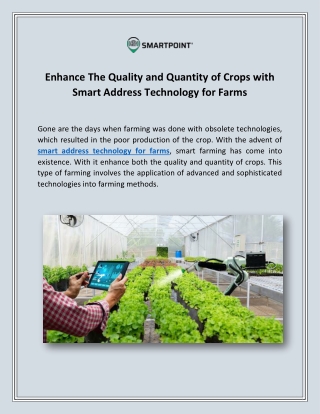 Best Smart Address Technology for Farms In USA | SMARTPOINT