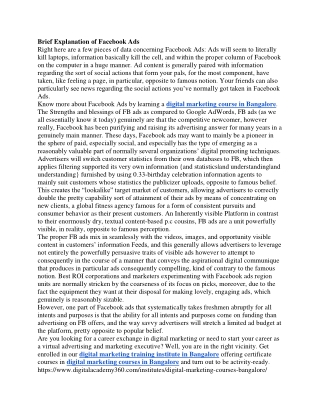 Brief Explanation of Facebook Ads