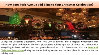 How does Park Avenue add Bling to Your Christmas Celebration