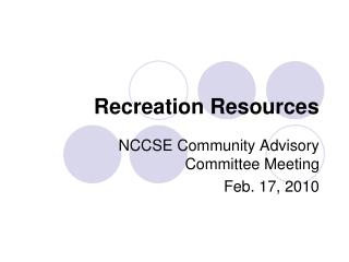 Recreation Resources