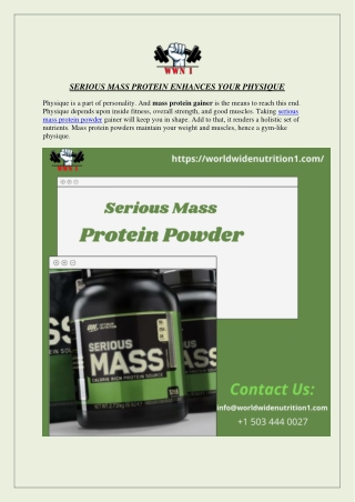 SERIOUS MASS PROTEIN ENHANCES YOUR PHYSIQUE