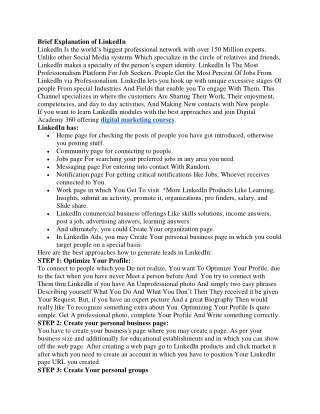 Brief Explanation of LinkedIn