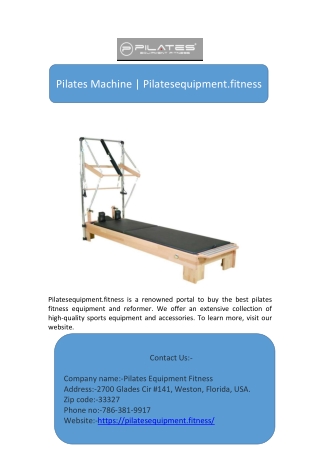 Pilates Machine | Pilatesequipment.fitness