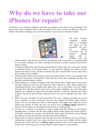 Why do we have to take our iPhones for repair?