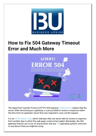 How to Fix 504 Gateway Timeout Error and Much More