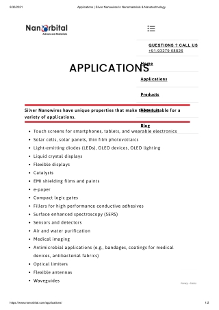 Applications _ Silver Nanowires In Nanomaterials & Nanotechnology