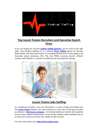 Top Locum Tenens Recruiters and Executive Search Firms