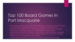 Top 100 Board Games in Port Macquarie