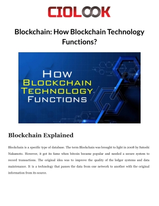 Blockchain: How Blockchain Technology Functions?