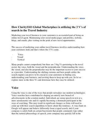How ClaritySSO Global Marketplace is utilizing the Travel Technology