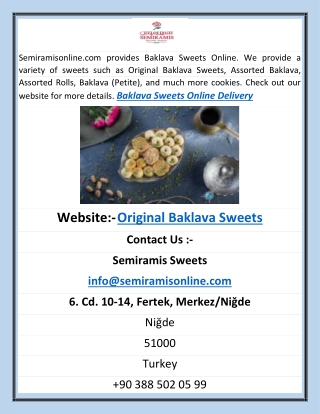 Original Baklava Sweets |Semiramisonline.com