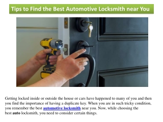 Tips to Find the Best Automotive Locksmith near You