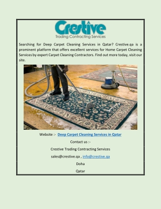 Deep Carpet Cleaning Services in Qatar | Crestive.qa