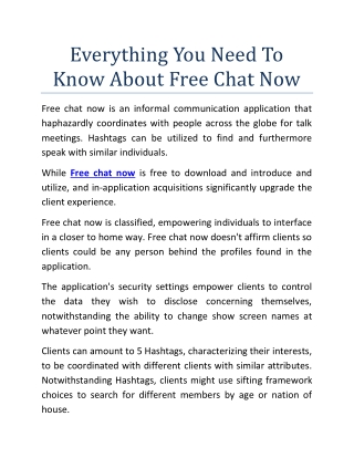 Everything You Need To Know About Free Chat Now