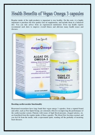 Health Benefits of Vegan Omega 3 capsules