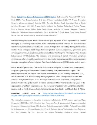 Optical Time Domain Reflectometer (OTDR) Market