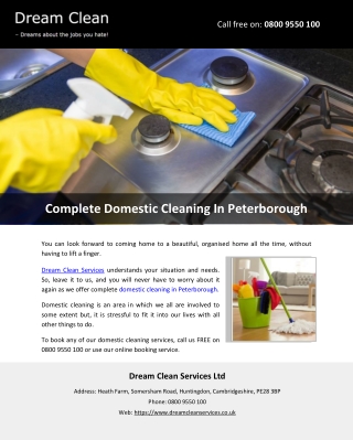 Complete Domestic Cleaning In Peterborough