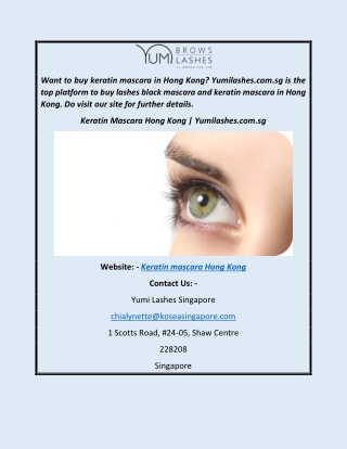 Keratin Mascara Hong Kong  Yumilashes.com.sg