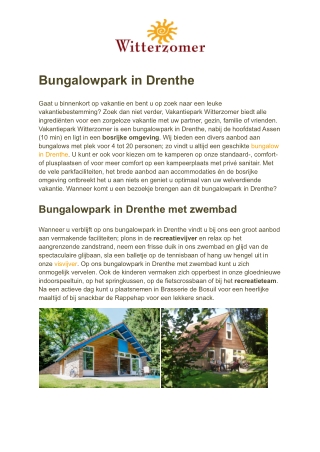 Vakantiepark Witterzomer - Bungalowpark Drenthe