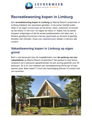 Vakantiewoning kopen in Limburg