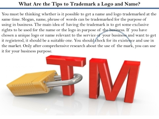 What Are the Tips to Trademark a Logo and Name?