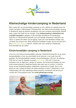 Vakantiepark 't Rheezerwold - Kleinschalige kindercamping Nederland