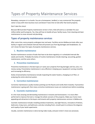 Types of Property Maintenance Services