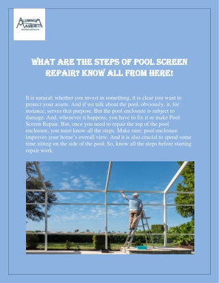 Get Pool Screen Repair Service In Naples | Aluminum Master LLC