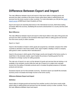 Difference Between Export and Import