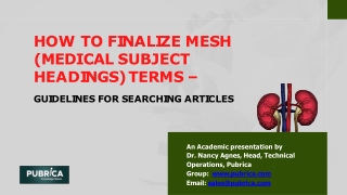 How to Finalize MeSH terms Guidelines for Searching Articles - Pubrica