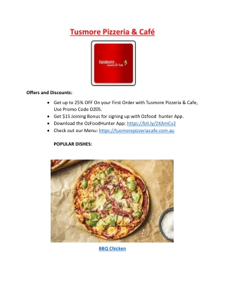 25% off - Tusmore Pizza Restaurant Menu, SA