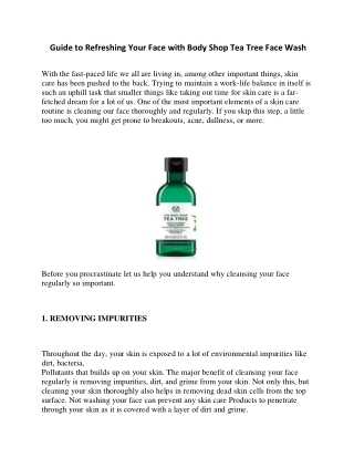 Guide to Refreshing Your Face with Body Shop Tea Tree Face Wash