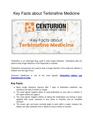 Key Facts about Terbinafine Medicine