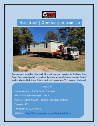 Hiab truck | Otmtransport.com.au