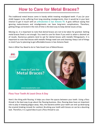 Tips To Care For Your Metal Braces
