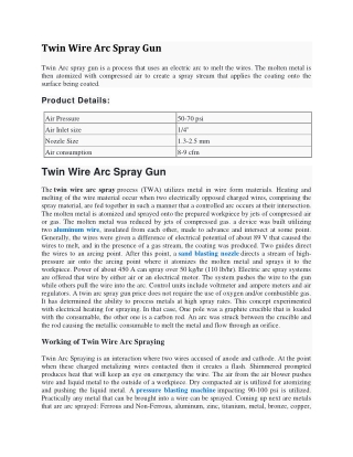 Twin Wire Arc Spray Gun | Twin Arc Spray Gun Manufacturer in India
