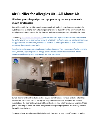 Air Purifier for Allergies UK