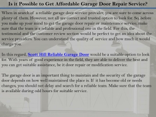 Is it Possible to Get Affordable Garage Door Repair Service?