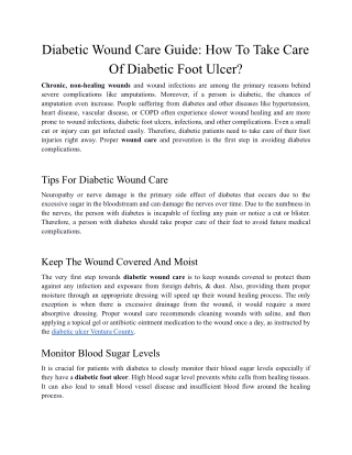 Diabetic Wound Care Guide How To Take Care Of Diabetic Foot Ulcer